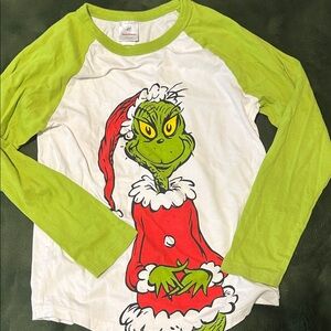 Dr. Seuss Grinch Long Sleeve Tee - Lime Green & White
